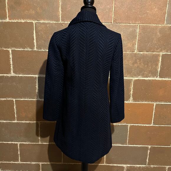 Larry Levine Blue Striped Winter Pea Coat Women's Size 6 - Picture 5 of 7